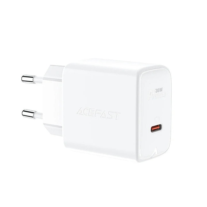 Incarcator retea GaN Acefast A21, 30W, USB-C, Quick Charging, Alb