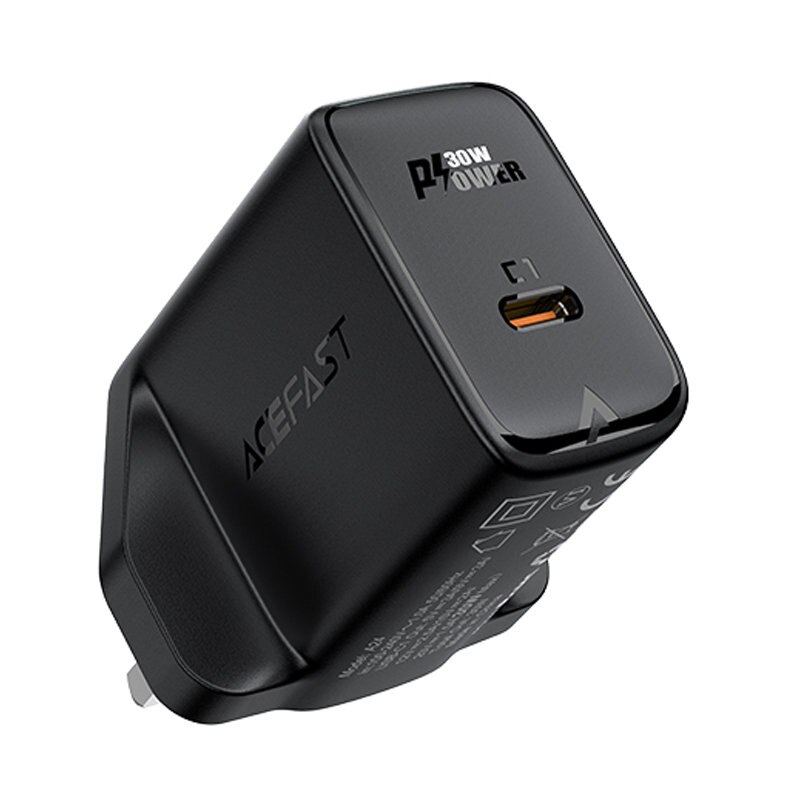 Зарядно устройство Acefast, GaN, UK plug, USB-C, 30W, PPS, Q3 3.0, AFC ...