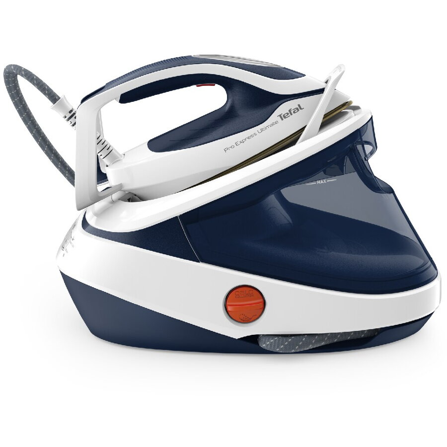 Statie de Calcat TEFAL Pro Express Ultimate GV9712E0, 3000W, 690g/min, 1200ml, talpa Durilium, Albastru-Alb