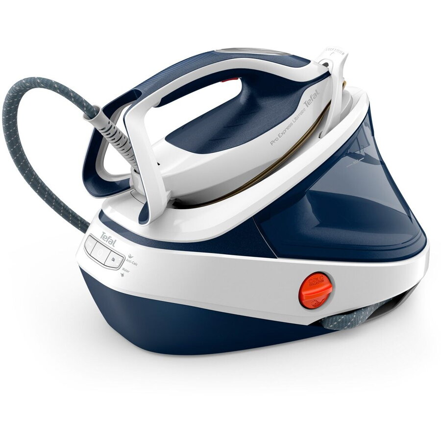 Statie de Calcat TEFAL Pro Express Ultimate GV9712E0, 3000W, 690g/min, 1200ml, talpa Durilium, Albastru-Alb