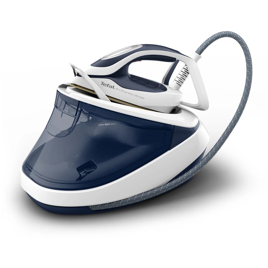 Statie de Calcat TEFAL Pro Express Ultimate GV9712E0, 3000W, 690g/min, 1200ml, talpa Durilium, Albastru-Alb