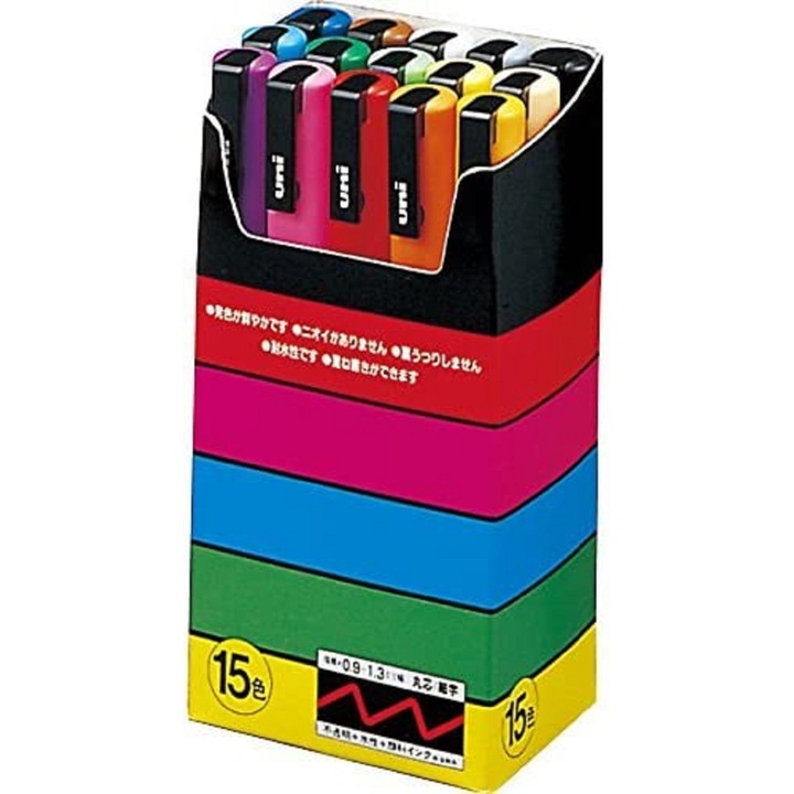 Комплект маркери Posca, PC3M, 15 броя, Многоцветен