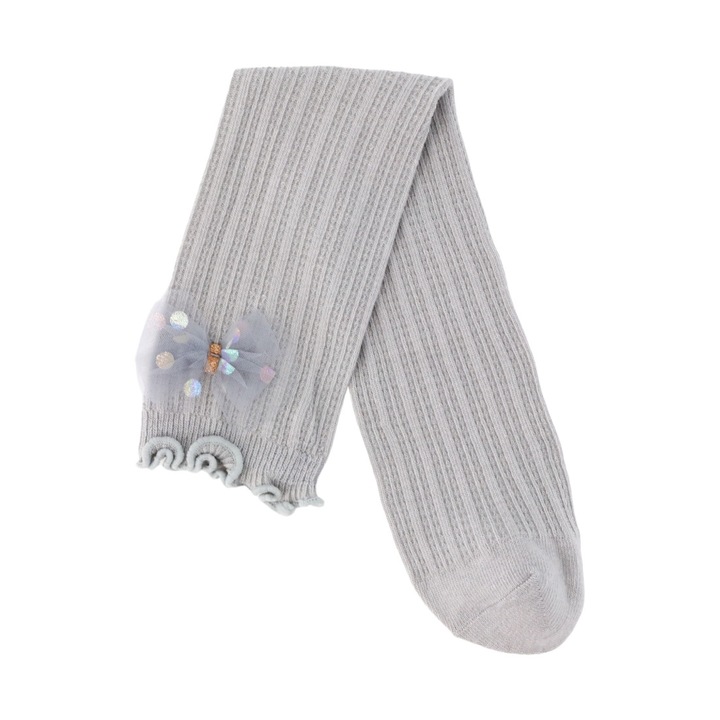 Дълги чорапи, безшевни, с панделка, 95% памук, NO648, 30-35 EU, сив