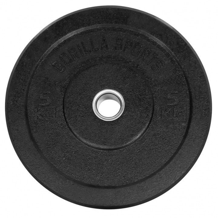 Placa de greutate, Negru, 5 kg, Gorilla Sports