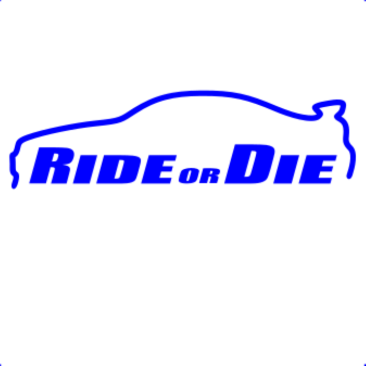 Sticker decorativ perete, auto si geam, Ride or die versiunea 2, Albastru, 19 cm