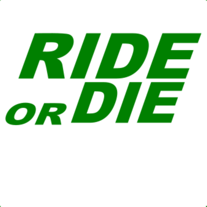 Sticker decorativ perete, auto si geam, Ride or die, Verde, 19 cm