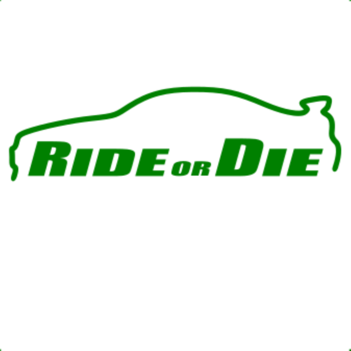 Sticker decorativ perete, auto si geam, Ride or die versiunea 2, Verde, 19 cm