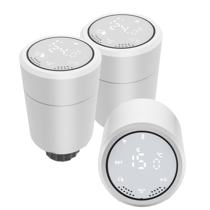 Immax, 3 x intelligens termosztatikus fej készlet Neo, Zigbee, App vezérlés, LCD kijelző, Fehér