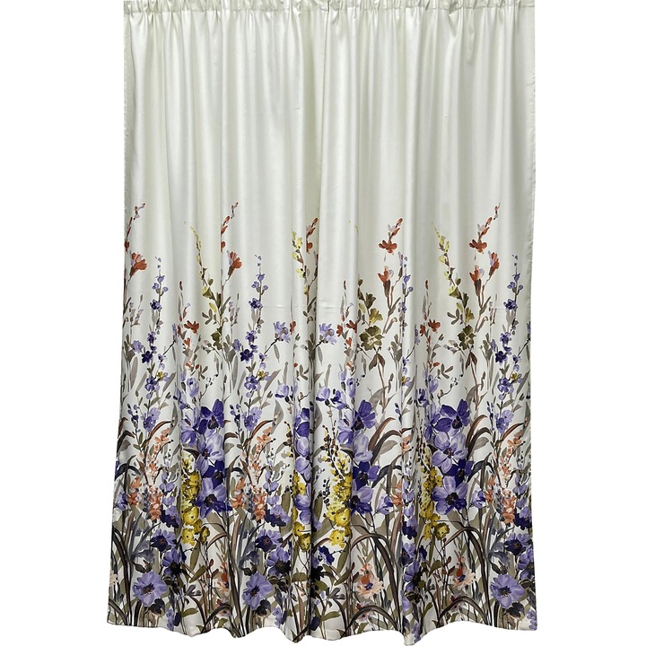 Set draperii, culoare alb/mov, colectia "Purple floral rhapsody by Liz Line", 2x140x245cm cu rejansa - DP6214