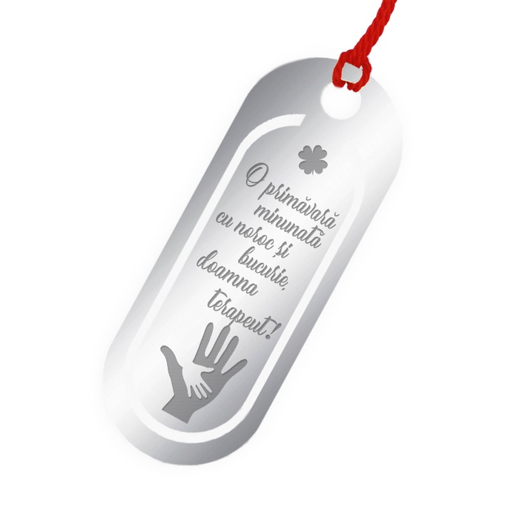 Martisor Semn de Carte Inox Oval Argintiu Doamna Terapeut