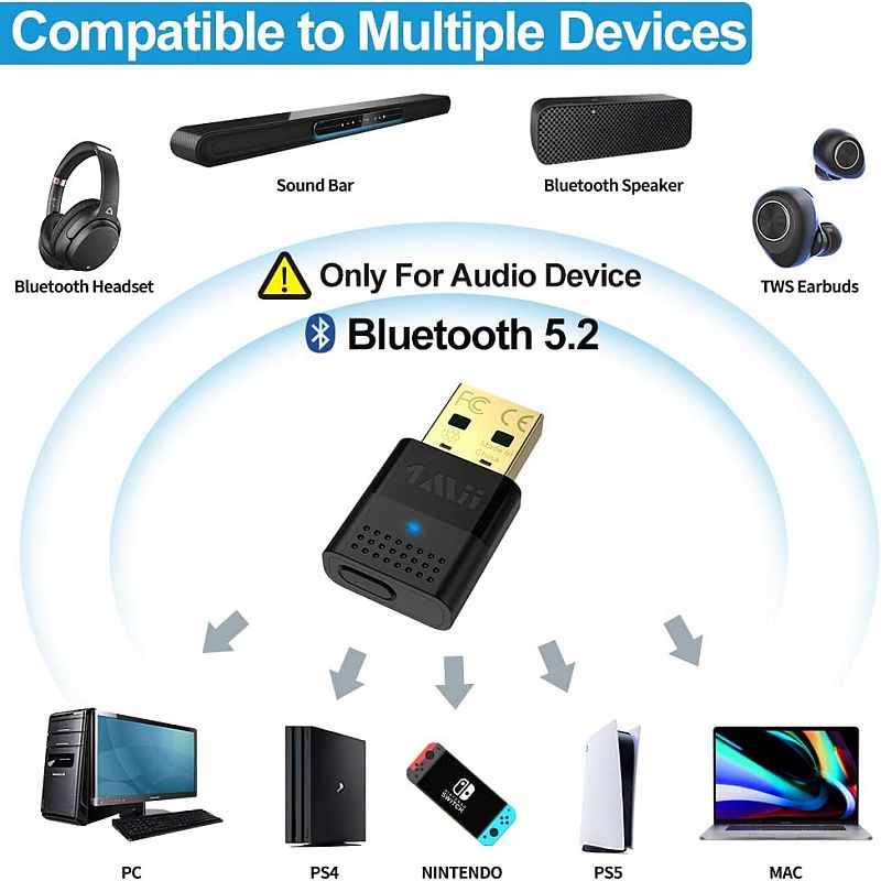 Dongle Bluetooth USB 5.0 - Adaptateur Bluetooth - PS4 / PS5 / Ipad / XBOX /  et bien