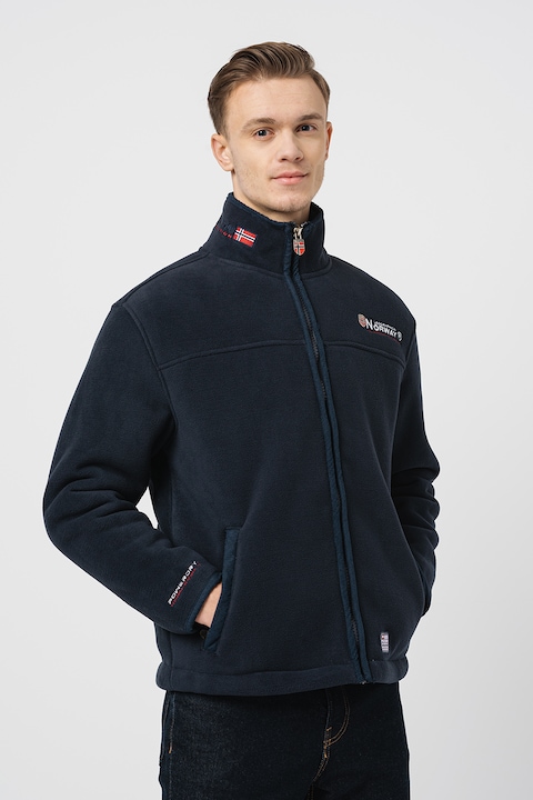 Geographical Norway, Bluza sport din fleece cu captuseala de blana shearling sintetica Ubolt, Bleumarin