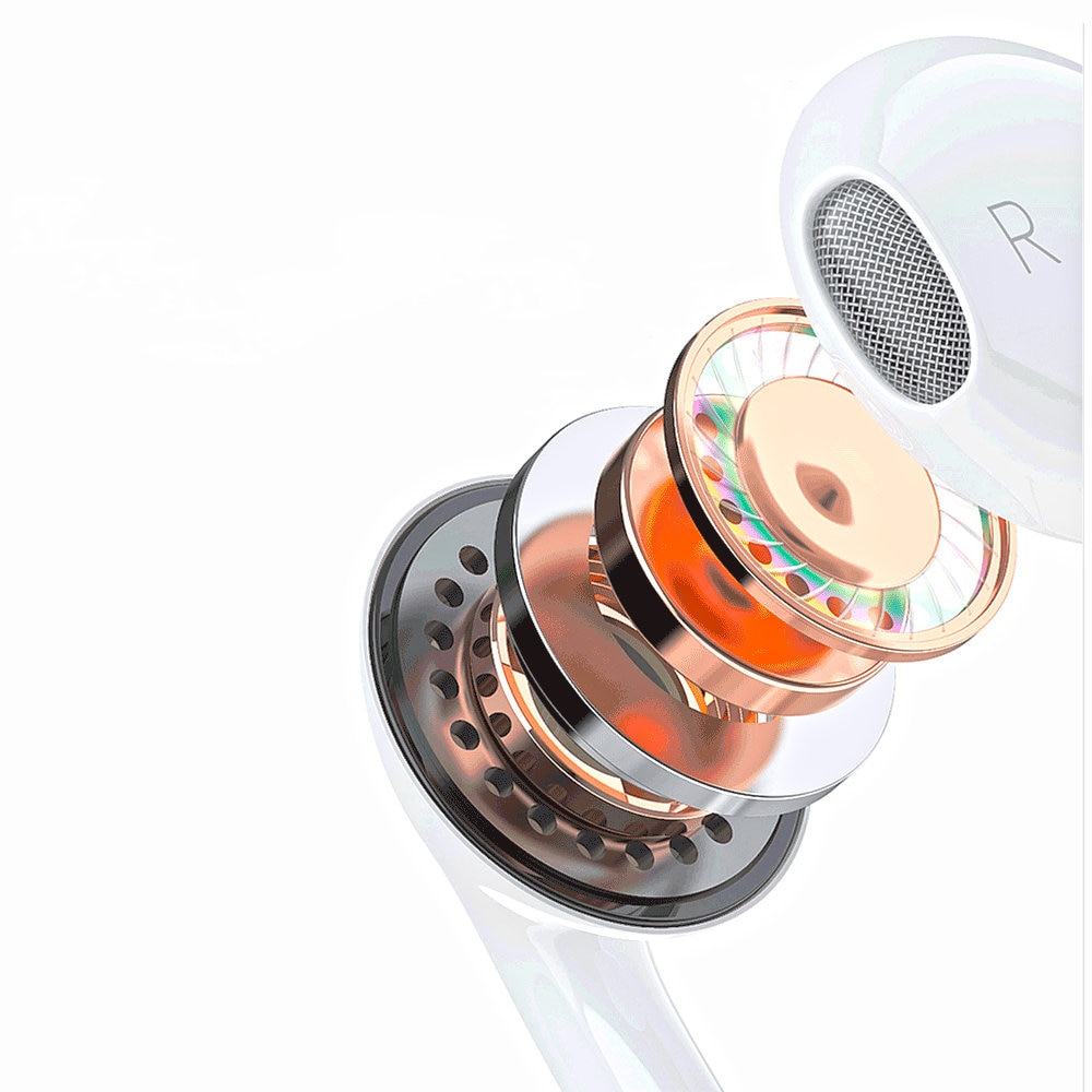 Casti audio cu microfon Dudao X14 Pro L-W1, In-ear, Control pe fir, Lightning, Lungime cablu 1.2m, Alb