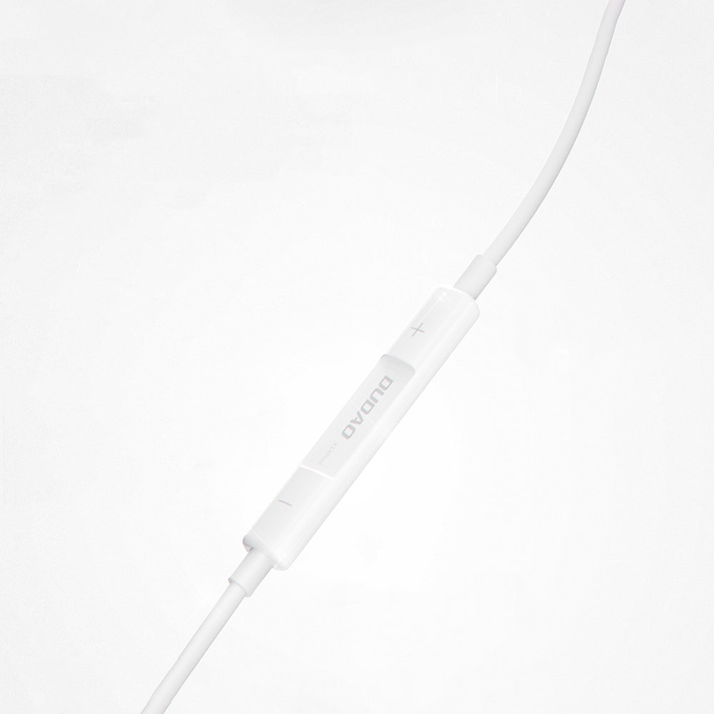 Casti audio cu microfon Dudao X14 Pro L-W1, In-ear, Control pe fir, Lightning, Lungime cablu 1.2m, Alb