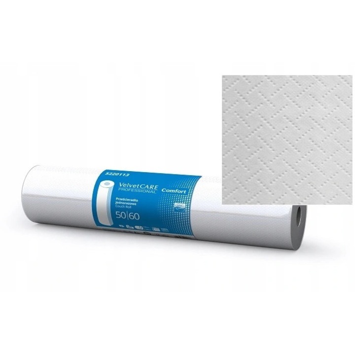 Cearceaf de unica folosinta, Velvet Care, 60x44 cm, Celuloza, Alb