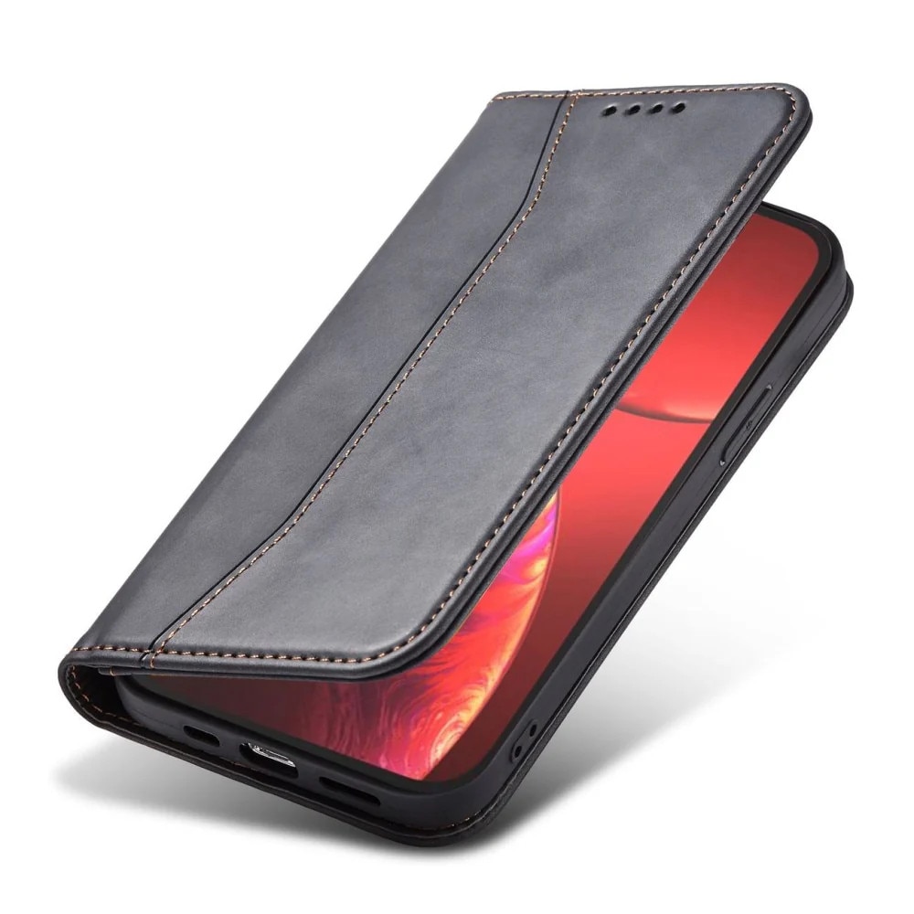 Husa pentru iPhone 13 Pro Max, Hurtel, Tip carte, Magnet, Buzunar card, Piele, Negru