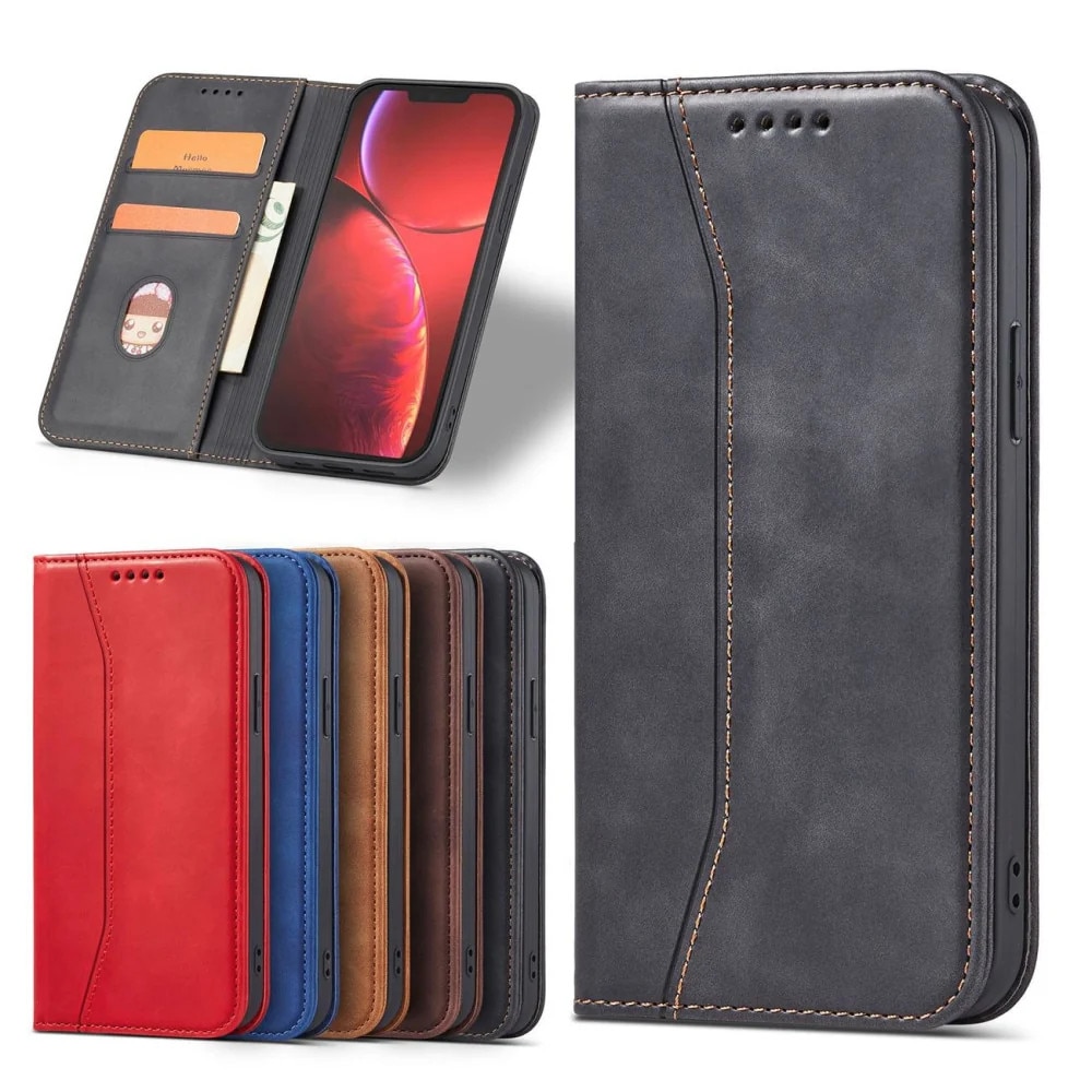 Husa pentru iPhone 13 Pro Max, Hurtel, Tip carte, Magnet, Buzunar card, Piele, Negru