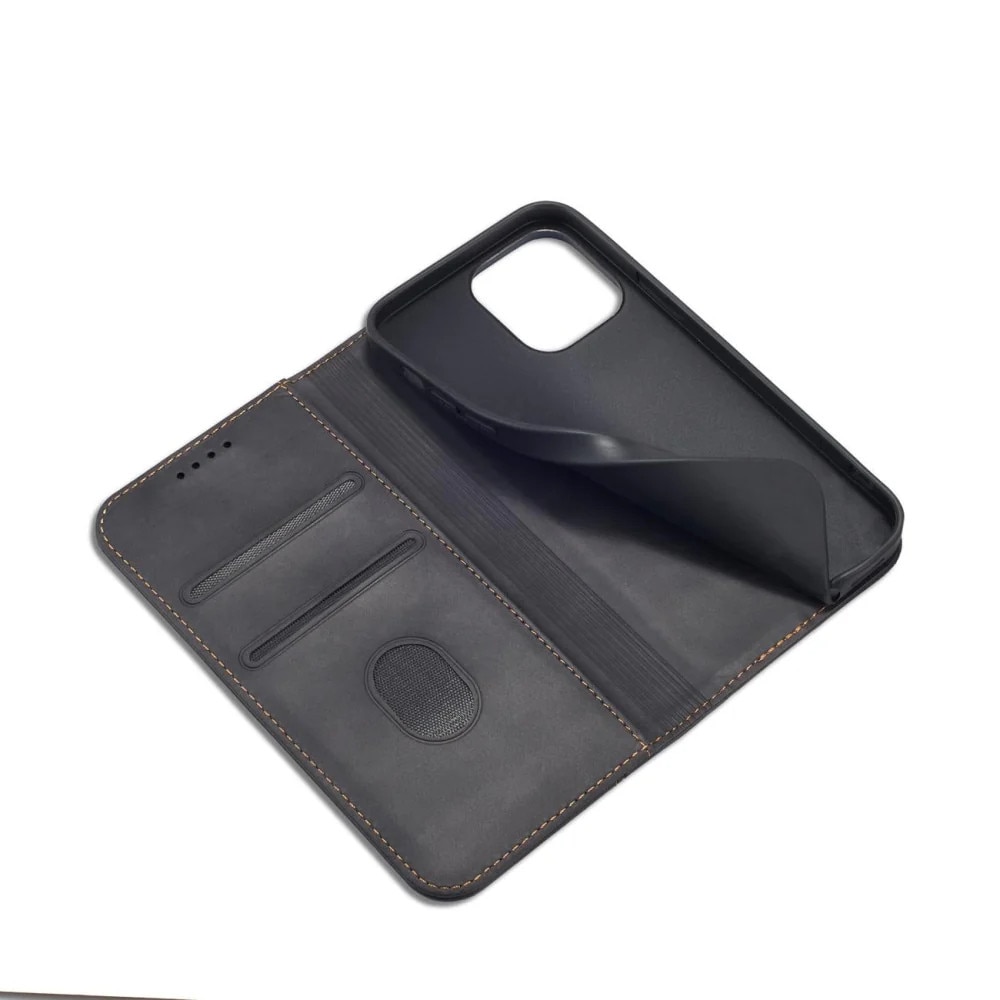 Husa pentru iPhone 13 Pro Max, Hurtel, Tip carte, Magnet, Buzunar card, Piele, Negru