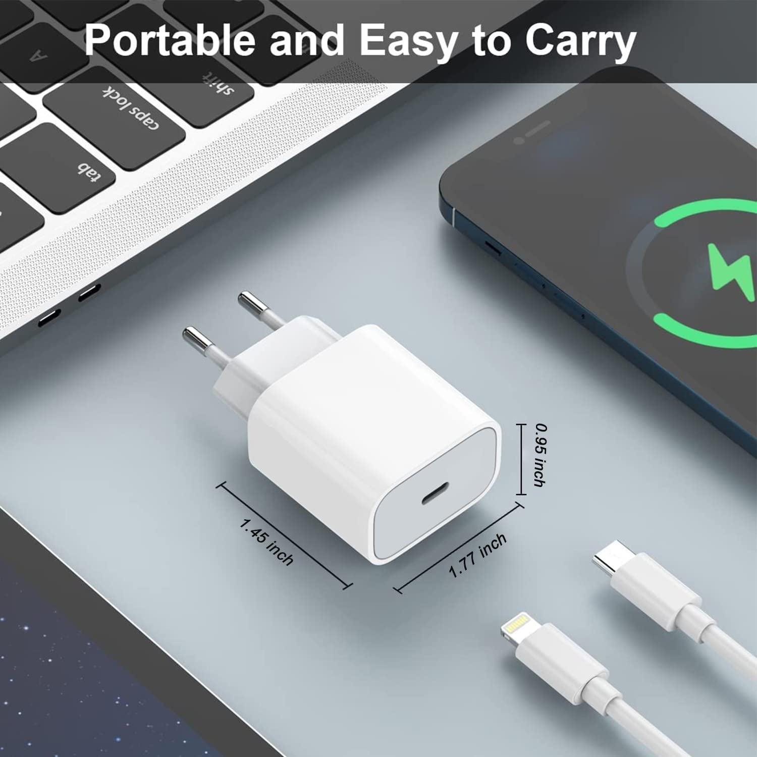 Bloc Chargeur rapide Apple Original USB‑C 20w pour iPhone X/11/12/13 +  CABLE 1M
