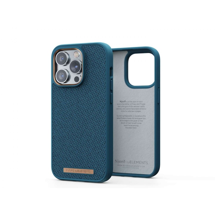 Husa telefon, Njord, Compatibila cu iPhone 14 Pro Max, Plastic reciclat, Albastru