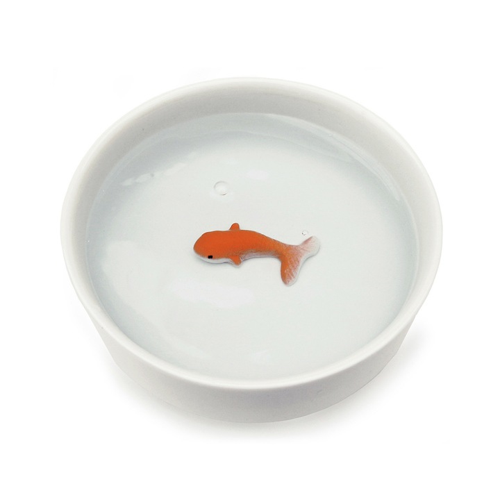 Castron din ceramica alba pentru animale de companie, cu pictura manuala 3D, 124 x 43 mm