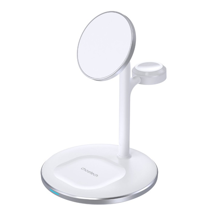 Incarcator wireless 3in1 Choetech T585-F 15W compatibil cu Magsafe, iPhone, Apple Watch, AirPods, Alb