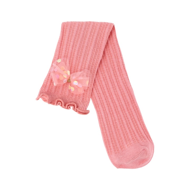 Дълги чорапи за момиче, Безшевни, Панделка, 95% памук, NO649, 10-11 години, Розови