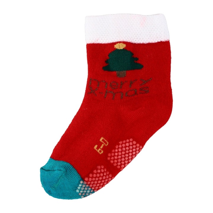 Комплект от 2 части, Детски чорапи, Коледни, Безшевни, Неплъзгащи се, 95% памук, NO3025, 2-3 години, Многоцветни
