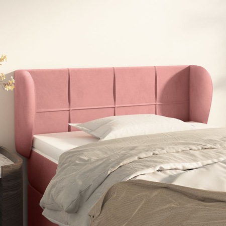Tablie de pat cu aripioare roz 83x23x78/88 cm catifea, 7,05kg - 3117179