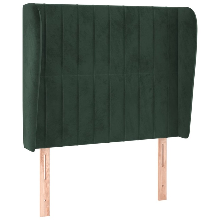 vidaXL Tablie pat cu aripioare, verde inchis 93x23x118/128 cm, catifea, 11.65 kg 3118233