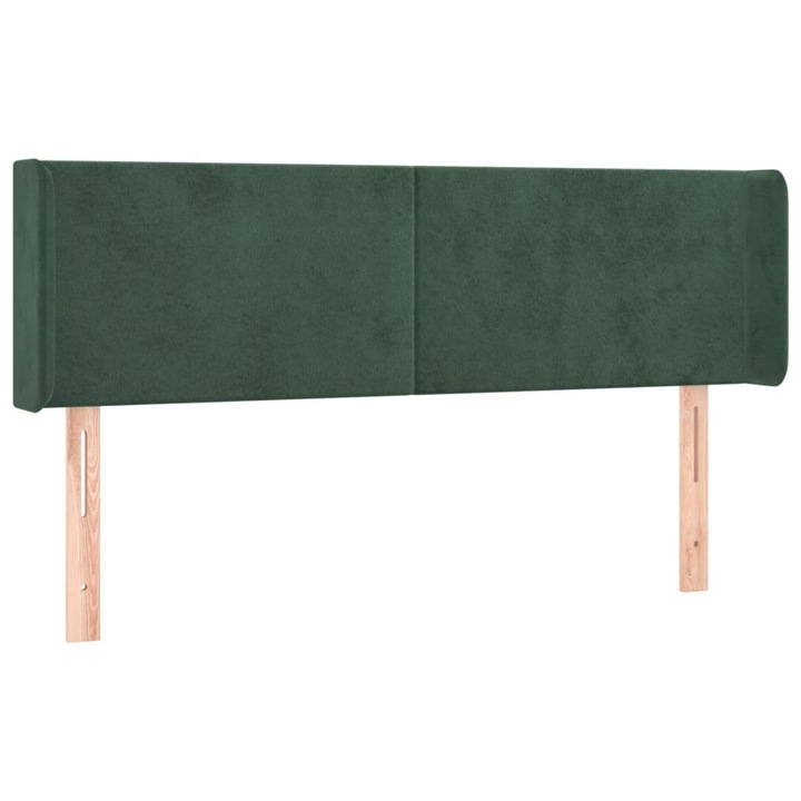 Tablie de pat vidaXL, cu aripioare, verde inchis 147x16x78/88 cm, catifea, 9.2 kg 3118539