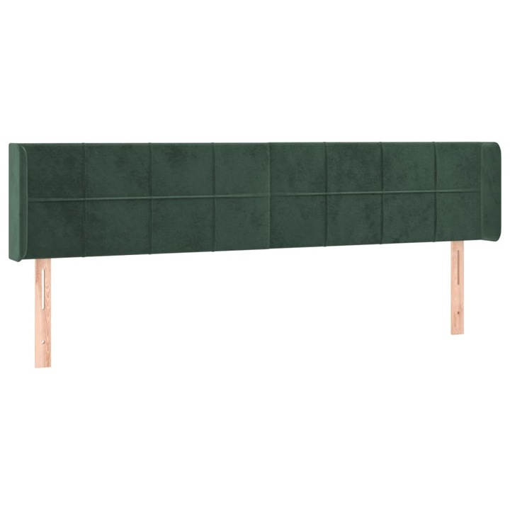 Tablie de pat vidaXL, cu aripioare, verde inchis 203x16x78/88 cm, catifea, 11.2 kg 3118837