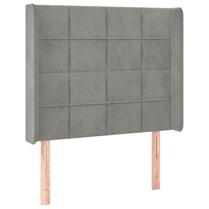 Tablie de pat vidaXL, cu aripioare, gri deschis 93x16x118/128 cm, catifea, 11.3 kg 3119616