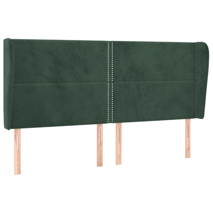 vidaXL Tablie pat cu aripioare, verde inchis 203x23x118/128cm, catifea, 12.2 kg 3117885