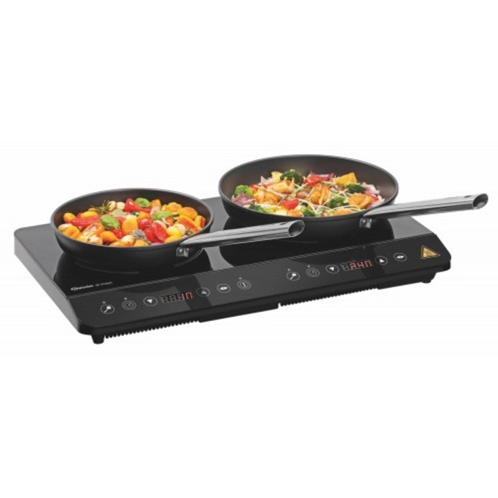 Aragaz dublu cu inductie, Bartscher, Plastic/Sticla, 3500 W, Negru
