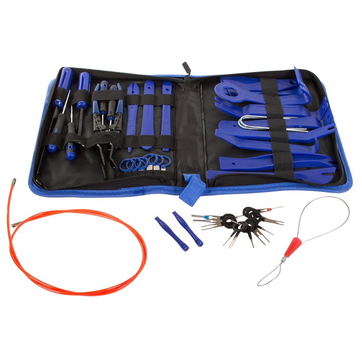 Set scule demontare auto, 11307, Plastic, 37 piese, Albastru