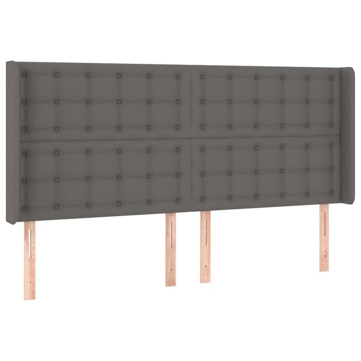 Tablie de pat vidaXL, cu aripioare, gri 203x16x118/128 cm, piele eco, 12.2 kg 3119692