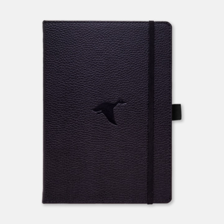 Jegyzetfüzet elasztikus, A5+, 96 file-100g/mp-krém, fekete kemény borító, Dingbats Duck - Dictation