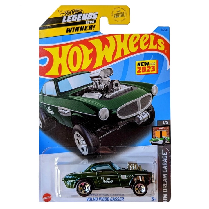 Метална кола Hot Wheels, Volvo P1800 Gasser, 1:64, зелена