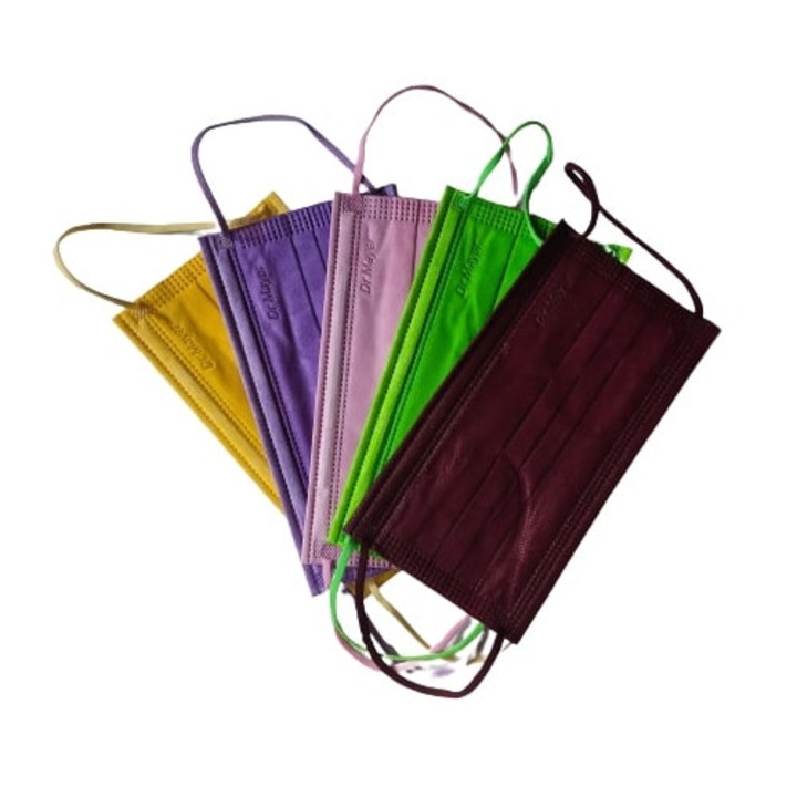 Set 50 bucati Masca chirurgicala medicala, Dr Mayer, 4 straturi, exuberant full color