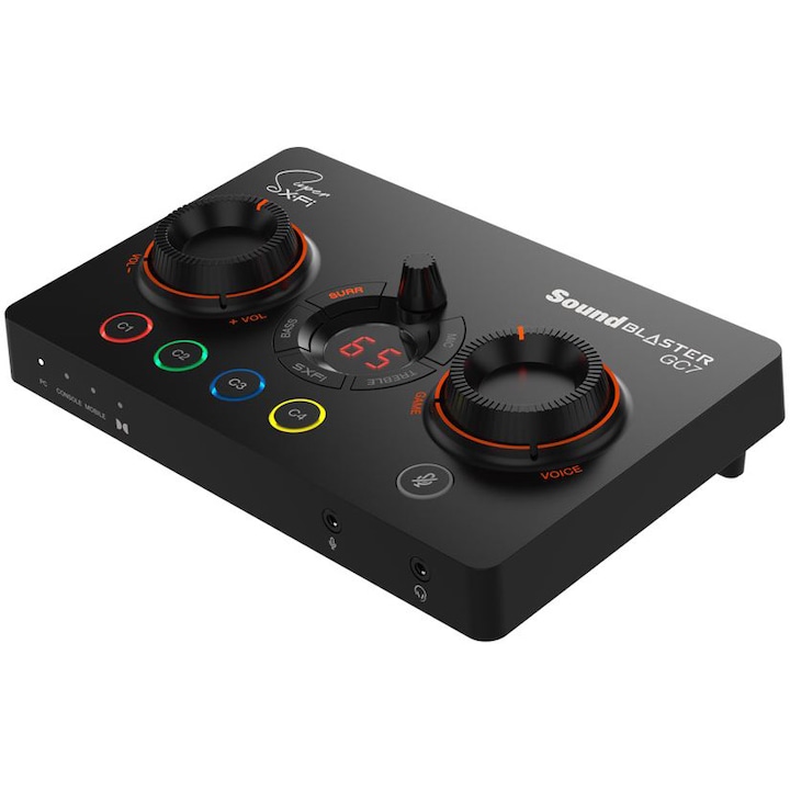 Placa de sunet CREATIVE Sound Blaster GC7 - USB-C 7.1 DAC, DUAL DSP, Gain Control Mixer digital si suport Super X-FI, PC, Mac, PS 4/5, Xbox, Nintendo Switch
