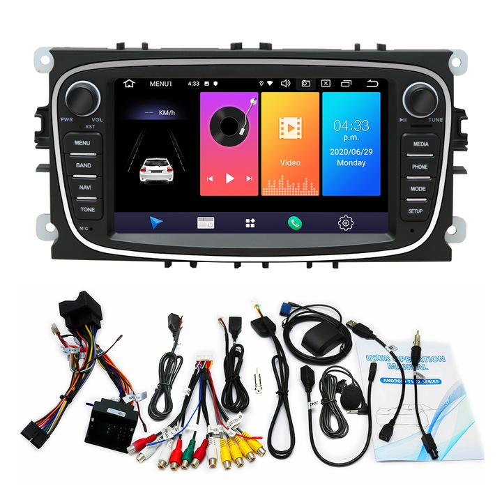 Navigatie Ford Mondeo Focus S Max Transit Galaxy, DVD PLAYER, Android 13, 2GB RAM +32GB ROM, Internet, Aplicatii, Waze, Wi Fi, Usb, Bluetooth, Mirrorlink