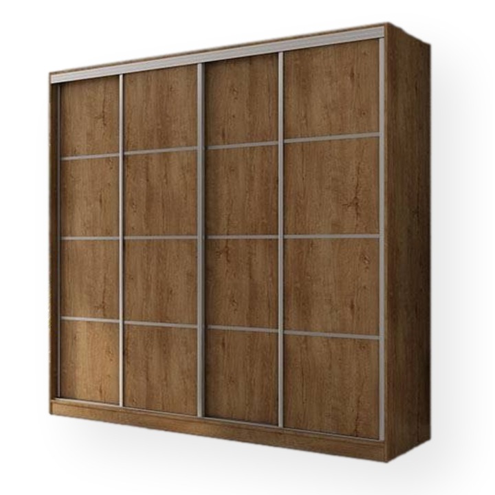 Dulap, Meblast, Premium lucrate manual, 260 cm x 240 cm x 65 cm, Sifonier, PAL 18 mm, HDF de 3 mm, PVC 0.8 mm, Numar de usi 4, Numar de sertare 4, Stejar Lefkas