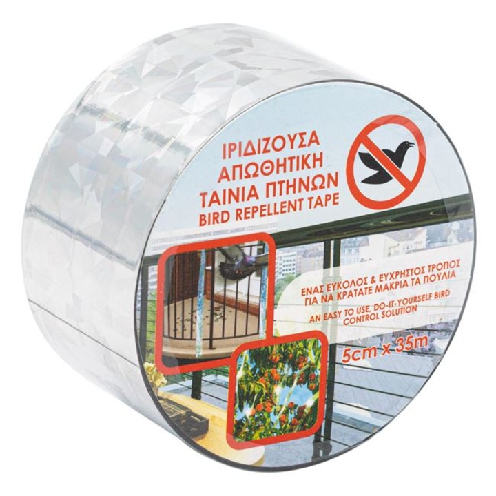 Бяла преливаща репелентна лента против птици 35 х 5 см