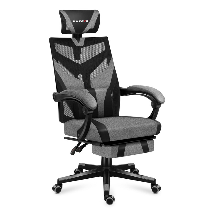 Гейминг стол Huzaro Combat 5.0, Recliner, Опора за крака, Сив