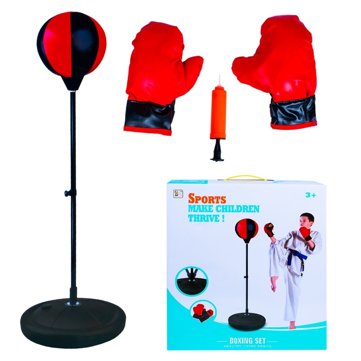 Boksztáska fém támasztékkal és kesztyűvel, maximális magasság 115 cm, Robentoys