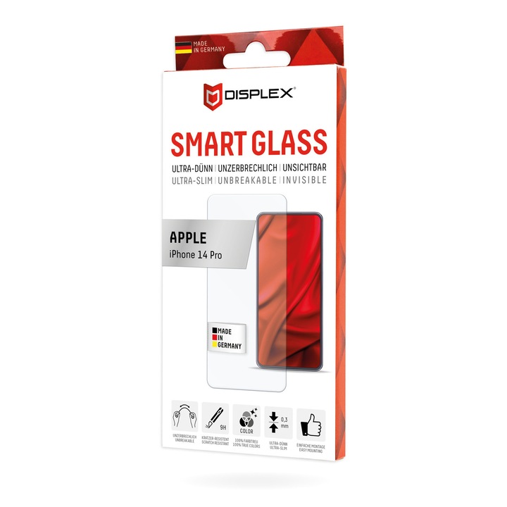 Стъклен протектор за екран Displex Smart Glass (2D), за iPhone 14 Pro