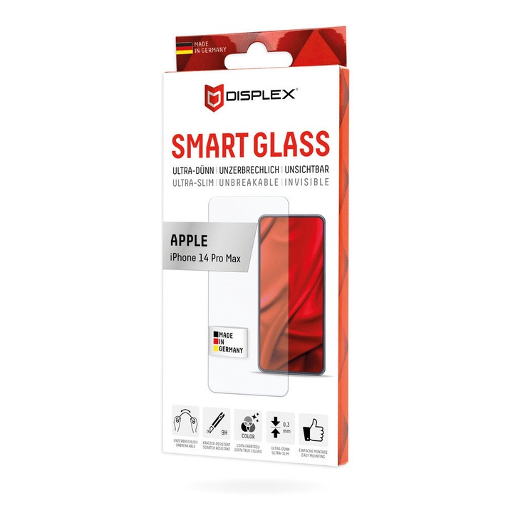 Стъклен протектор за екран Displex Smart Glass (2D), за iPhone 14 Pro Max