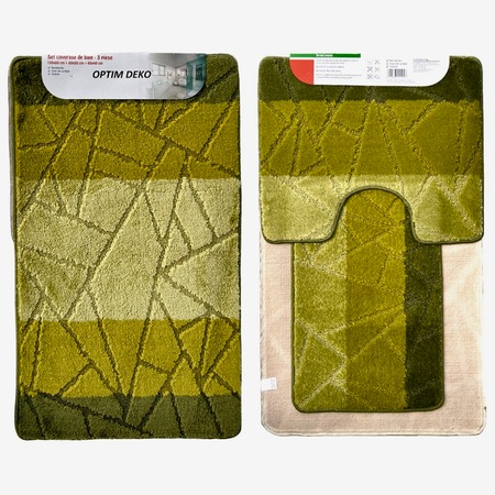 Комплект постелки за баня, Полипропилен, Зелен, M, 100x60, 60x50, 40x60 ...