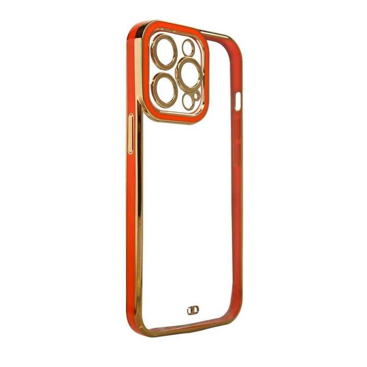 Fashion Case калъф за iPhone 12 гел кейс с рамка от червено злато